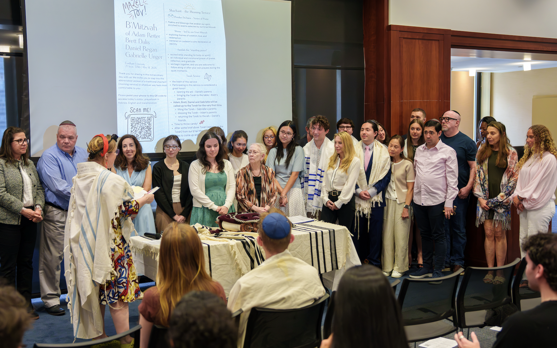 People gathering during the B'Mitzvah at Lincoln Center.